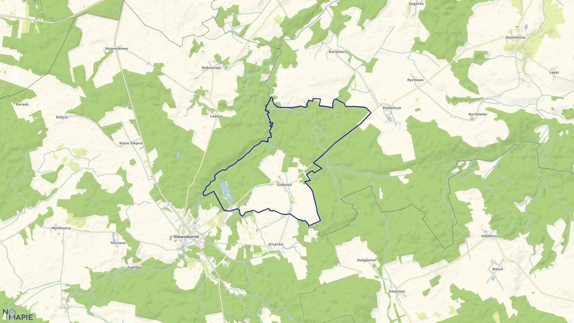 Mapa obrębu Sidłowo w gminie Sławoborze